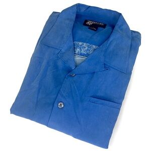 High Roller Vintage Roulette Blue Silk Bowling Shirt